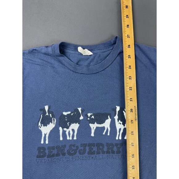 Vintage Y2K Ben & Jerrys Vermont's Finest Ice Cream Cow Logo Promo Food Snack T - Picture 7 of 7